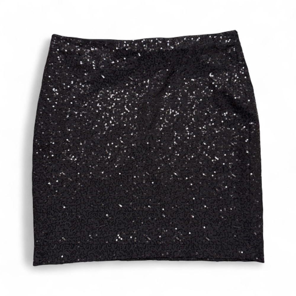 Cache Black Sequin Mini Skirt Womens M Medium Party Holiday Sparkle Lined